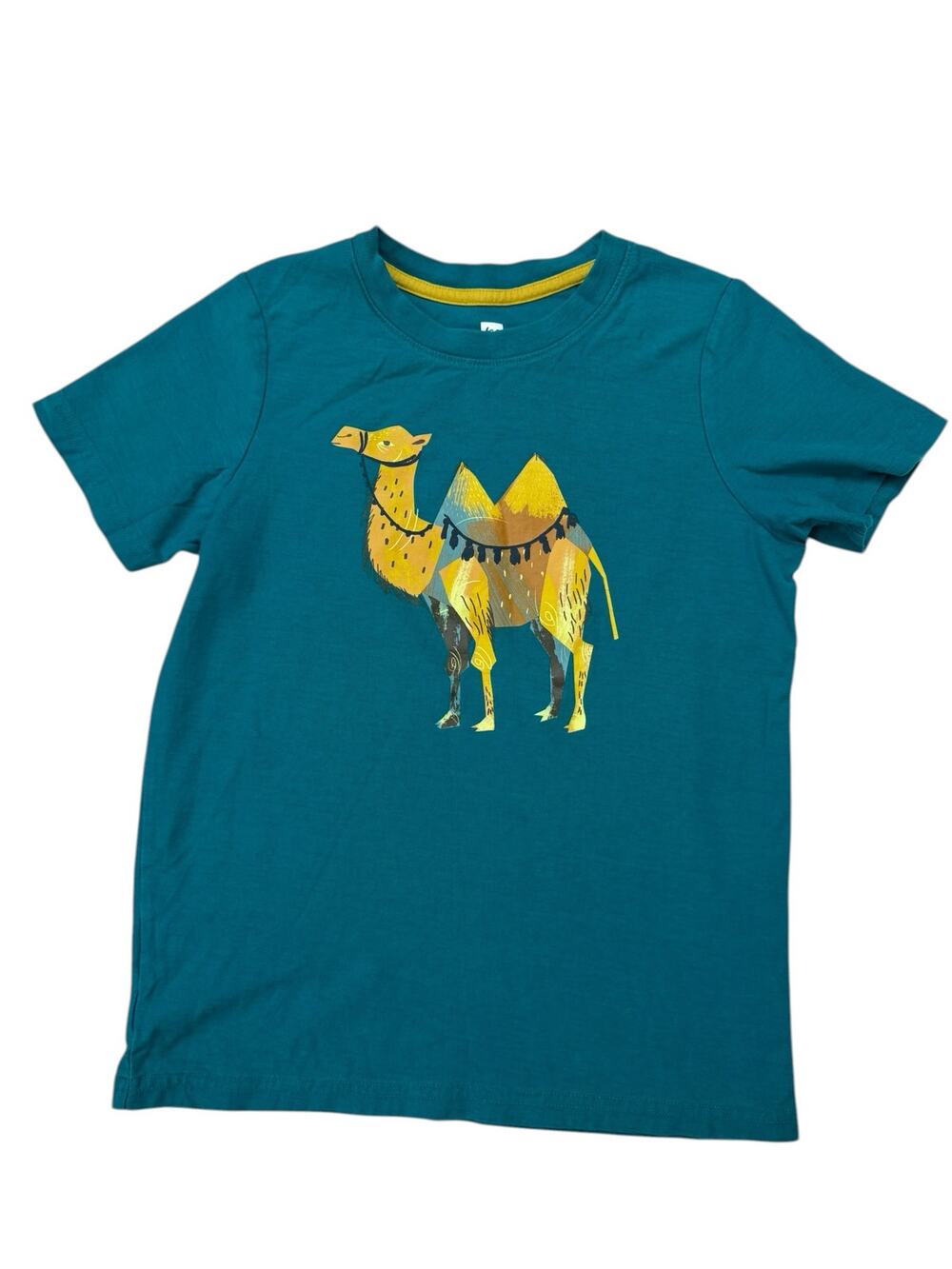TEA COLLECTION Bactrian Camel Teal Tee Size 10 Kids Short Sleeve Cotton 2 Humps